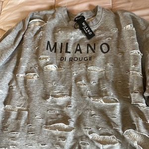 Milano Di Rouge Unisex Holy Smokes Distressed Crewneck